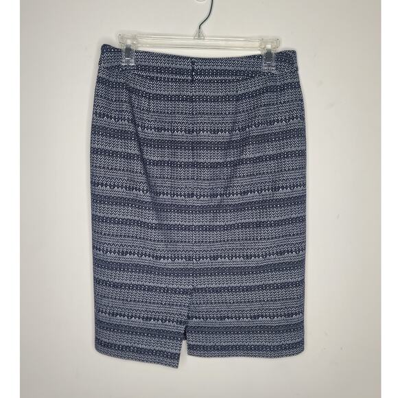 Ann Taylor blue white stripe career office pencil skirt - 4 - Picture 3 of 4